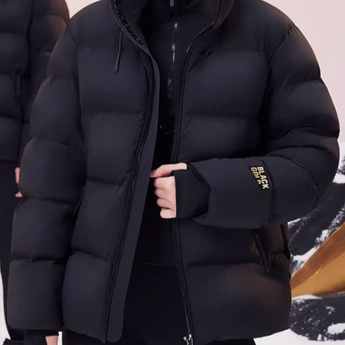 黑金羽绒服亚光磨砂感休闲连帽保暖冬季时尚加厚