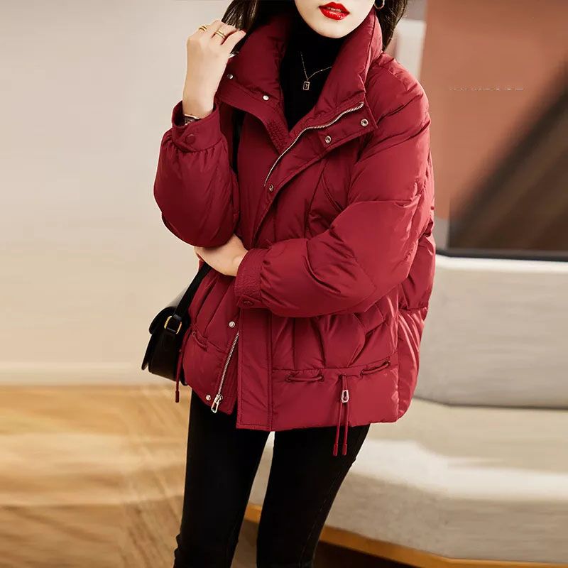 新款红色羽绒服女短款20233新款时尚宽松显瘦加厚保暖设计感小