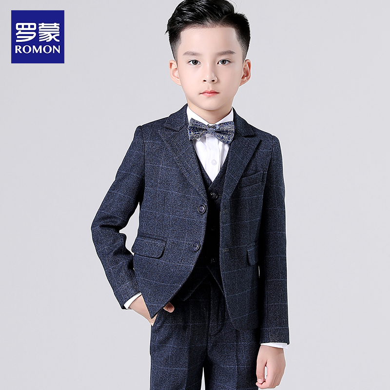 Romon/罗蒙男童韩版西服套装花童主持人男童男款西装套装礼服