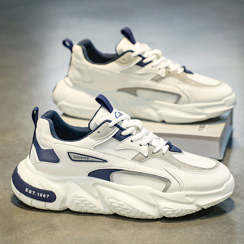 冬季ins男鞋2023新款青少年厚底小白运动鞋男士休闲跑步增高老爹