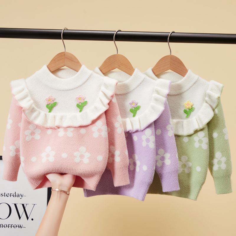 【糖果】女童毛衣秋冬冬2023新款小童洋气儿童套头上衣女宝宝加厚