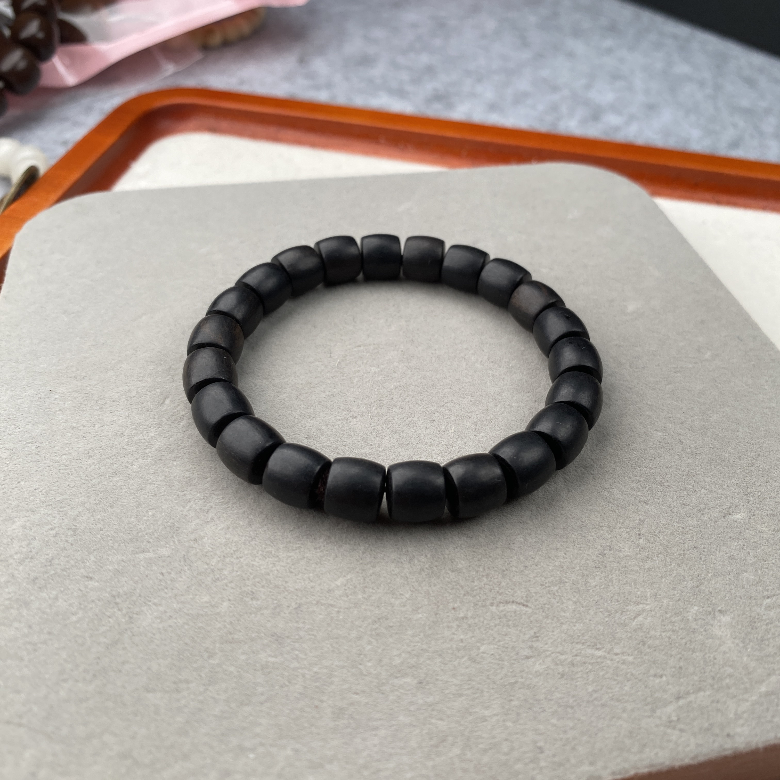 天然黑檀木直切8×8精工归圆桶珠手串男女气质款佛珠文玩绕指柔串