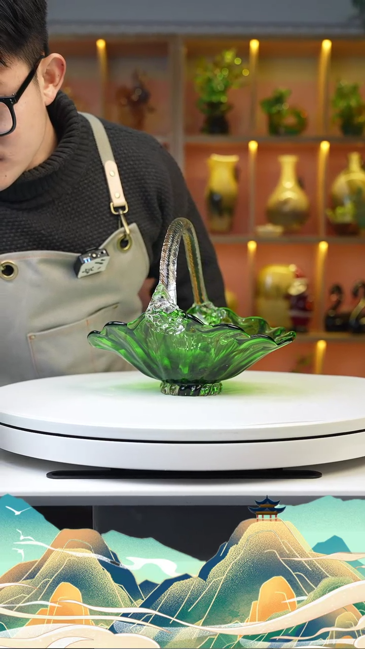 【闪购商品】琉璃手工艺品荷叶果篮