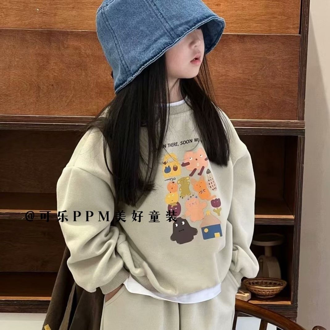 巴拉儿童套装秋季新款2023套头韩版男女童卫衣卫裤宝宝幼儿园两件
