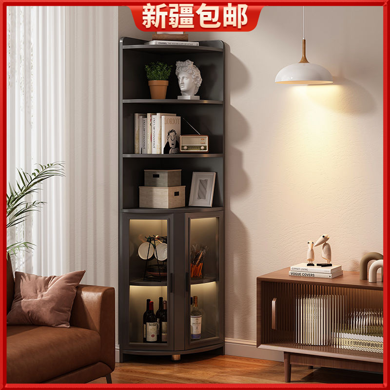 新疆包邮转角置物架落地书架三角形墙角柜90度卧室拐角收纳柜靠多