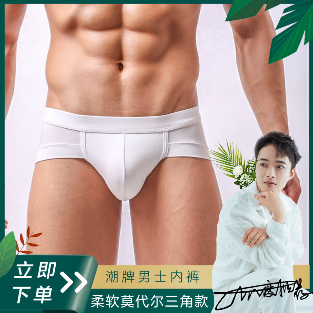 商务型纯色男士三角裤简约时尚柔软透气莫代尔运动内裤舒适底裤