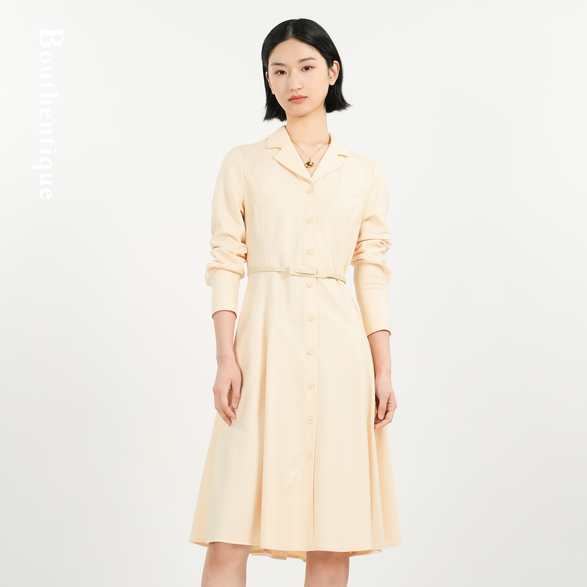 Bouthentique【璞凡缇】高级感翻驳领长袖连衣裙223121D1M62