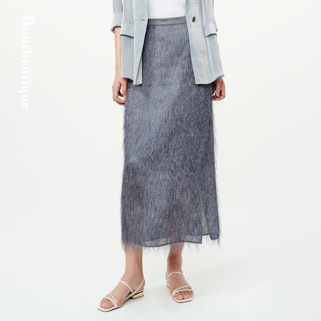 Bouthentique【璞凡缇】高级感流苏面料A字版型长裙224241S1R15