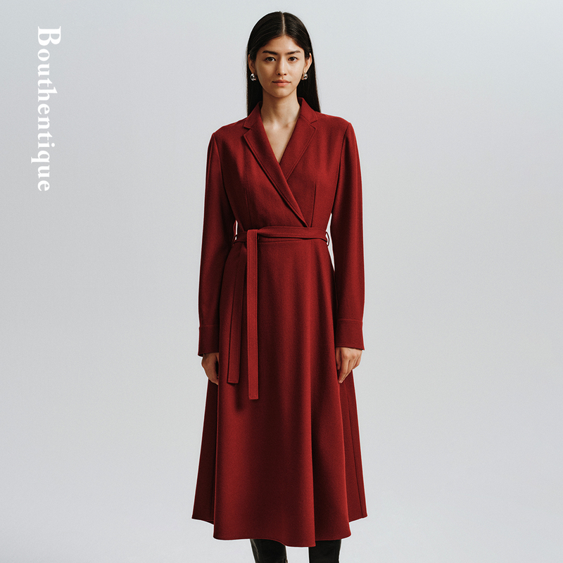 Bouthentique【新年战衣】100%羊毛高级红色长袖连衣裙224441D1M04