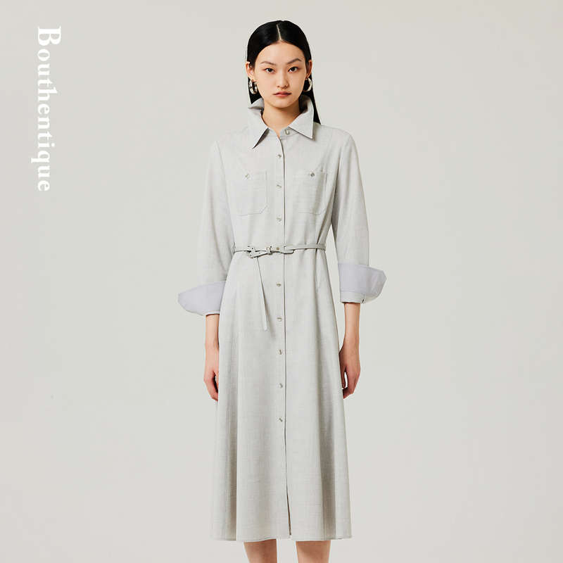 Bouthentique【璞凡缇】经典时尚收腰长袖连衣裙223431D1M30