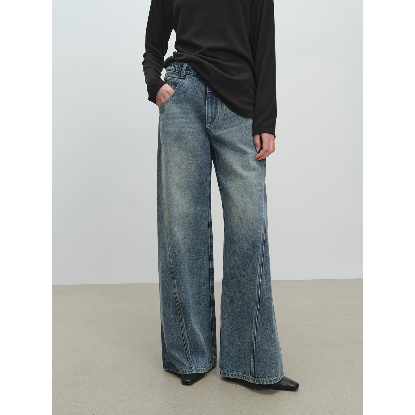  MSBEAST土耳其进口MM同款牛仔 复古回潮B备款 及地阔腿牛仔裤女