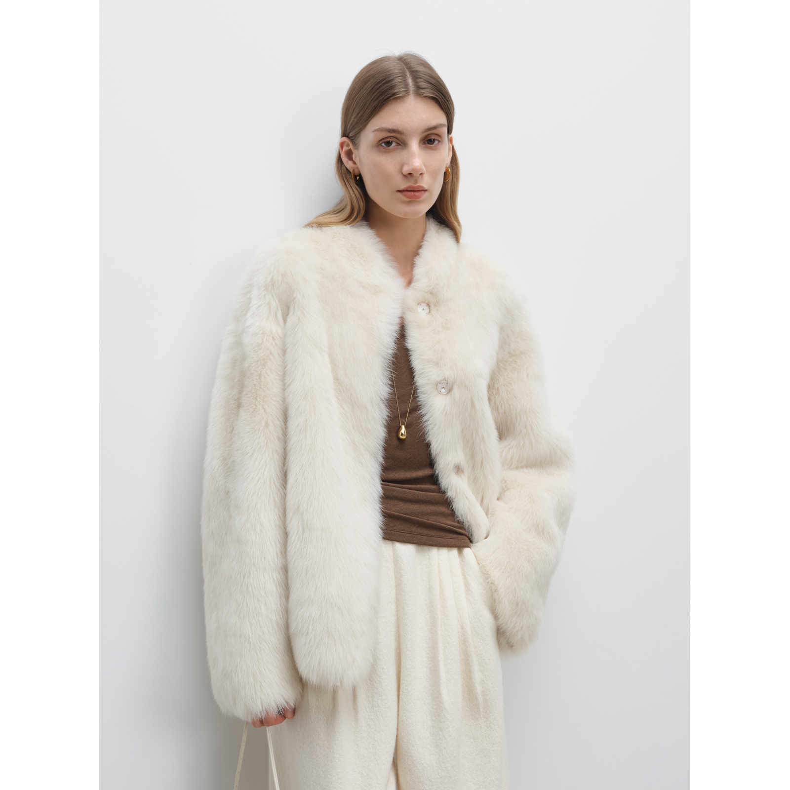 MSBEAST流星公路 小立领廓形显瘦时尚托斯卡纳皮毛一体冬款外套