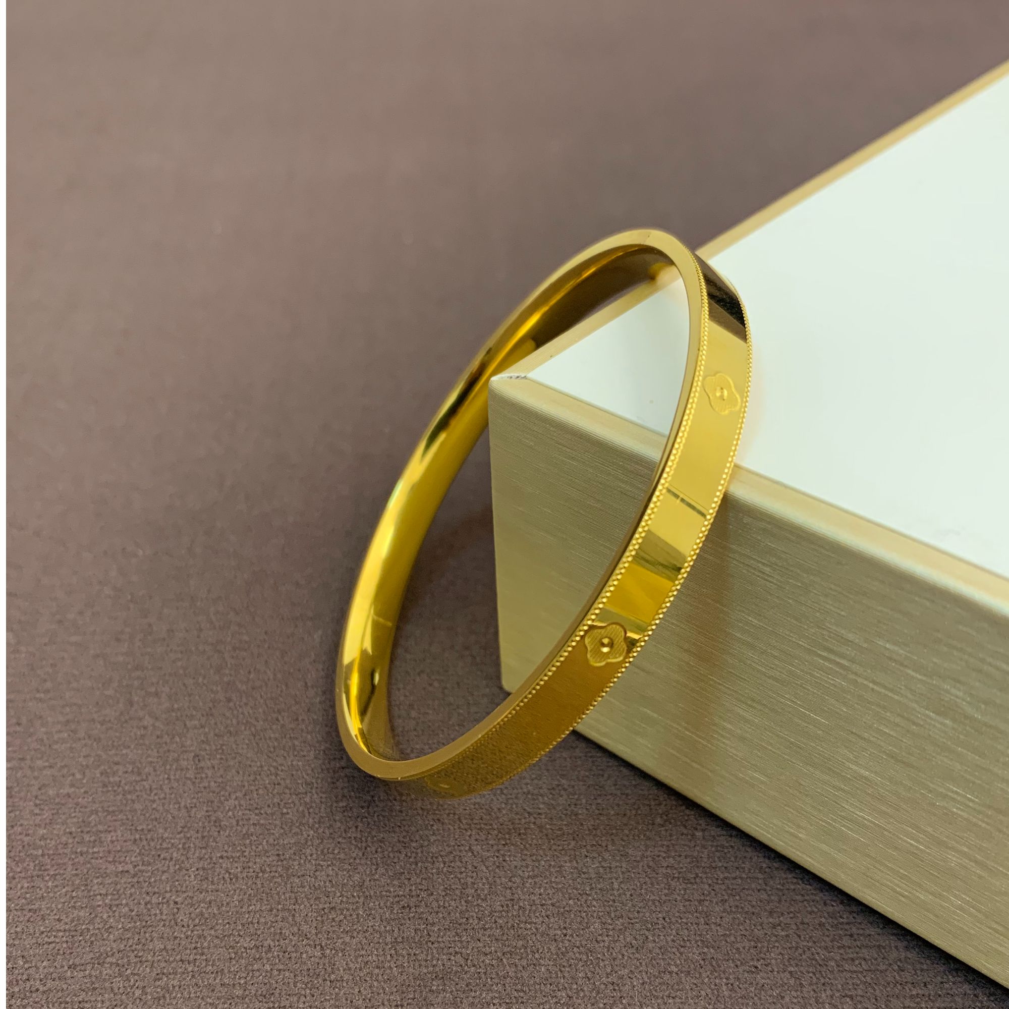 足银手镯 包金工艺足银手镯女四叶草镯子实心百搭经典生日送女友