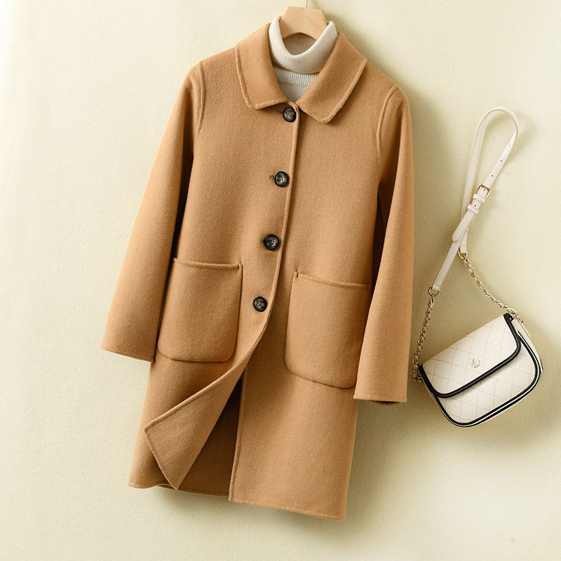 2024年秋冬新款100%双面羊毛大衣女高端娃娃领减龄爆款毛呢外套