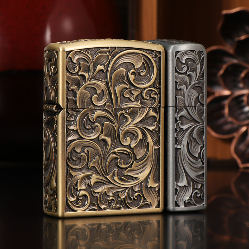 ZORRO佐罗金属盔甲浮雕煤油防风打火机五面唐草送男友七夕礼物