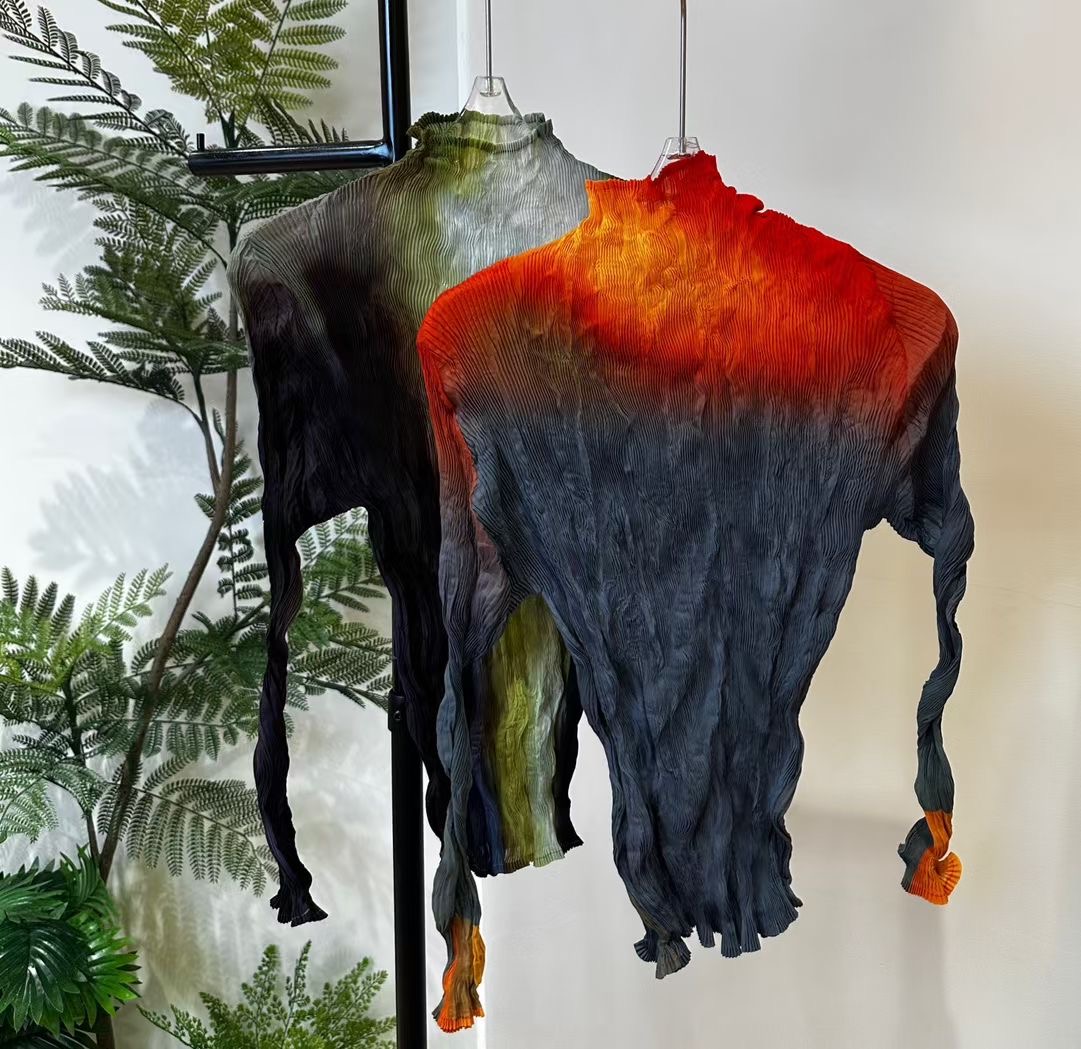 201-300集合链接  高定褶皱25新款休闲时尚百搭高级渐变色感长裙 