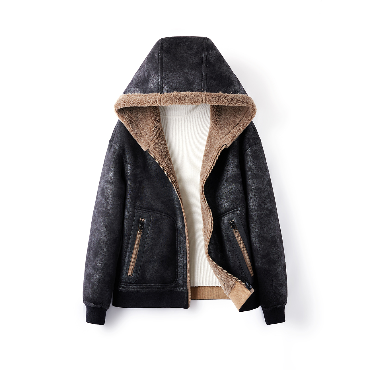 海宁秋冬新款保暖羊毛男士休闲时尚男士夹克外套KL551-2