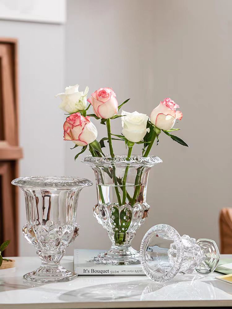 奖杯 | 欧式复古加厚水晶玻璃花瓶轻奢透明高档奢华插花花瓶