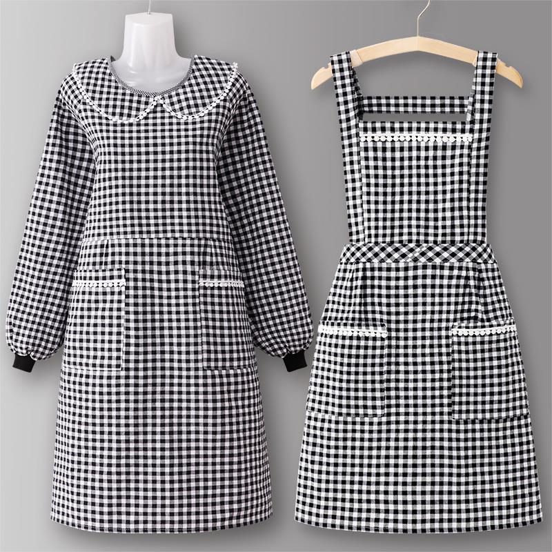 围裙家用厨房长袖纯棉2023新款网红罩衣商用餐饮专用时尚工作服女