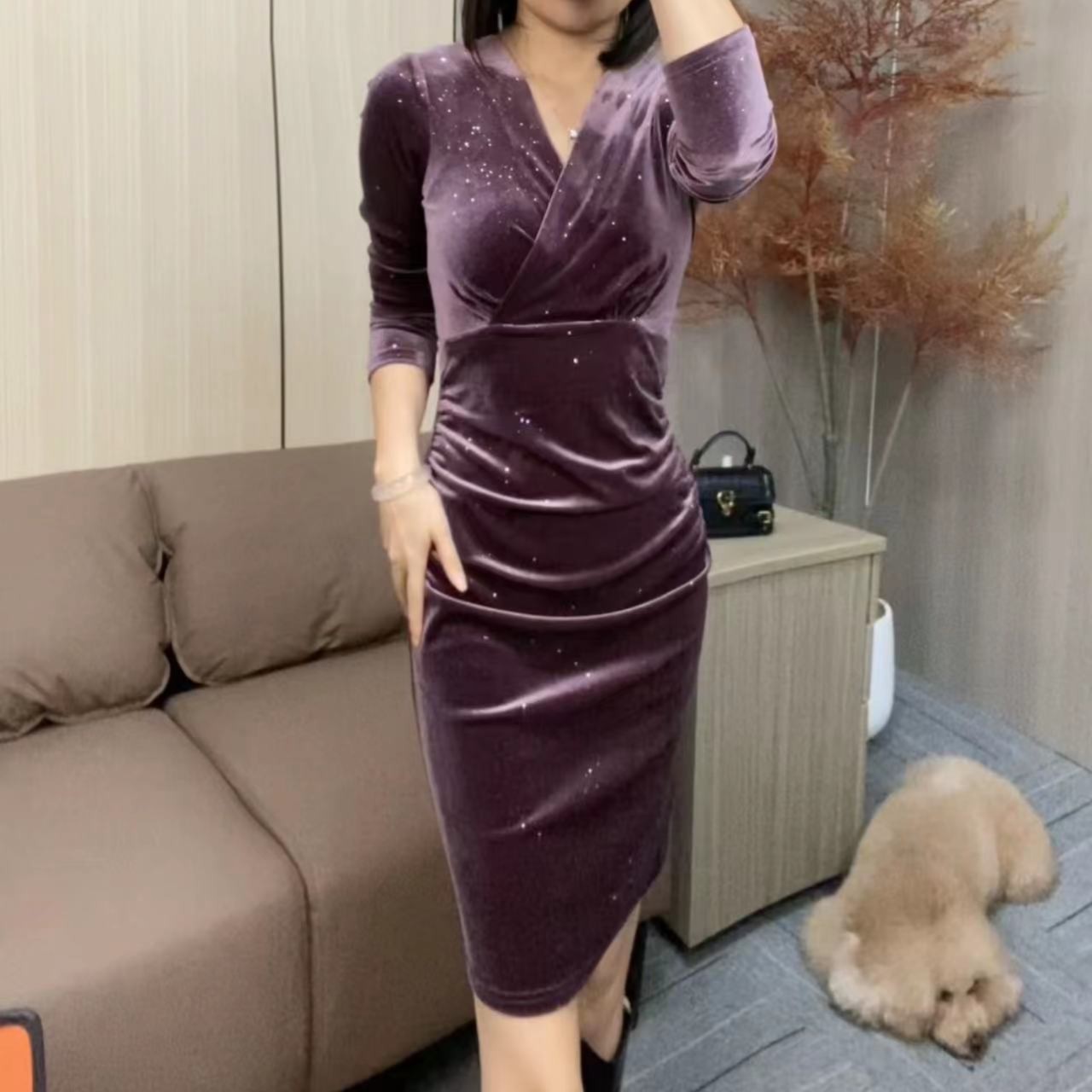 气质显瘦女人味连衣裙Q191389