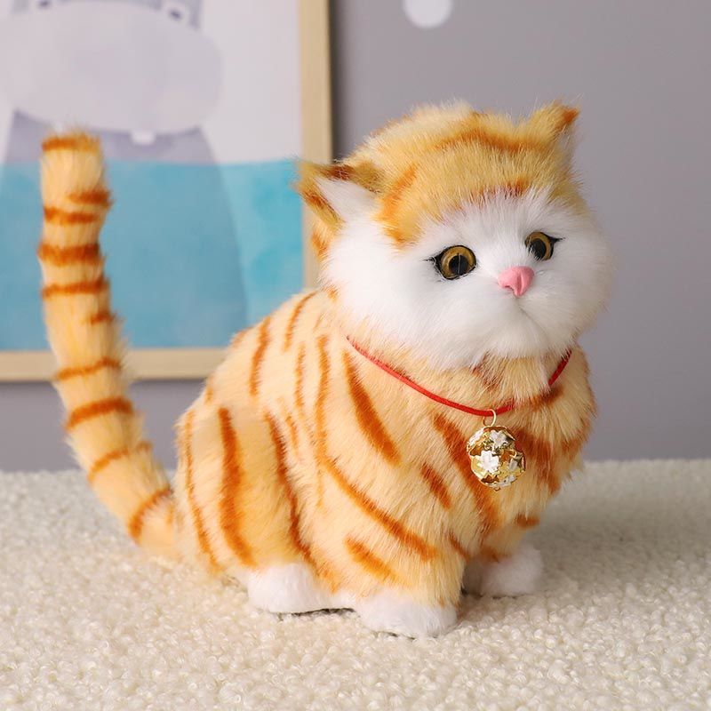 会叫猫咪玩偶儿童毛绒玩具公仔仿真猫摆件假猫模型送孩子生日礼物
