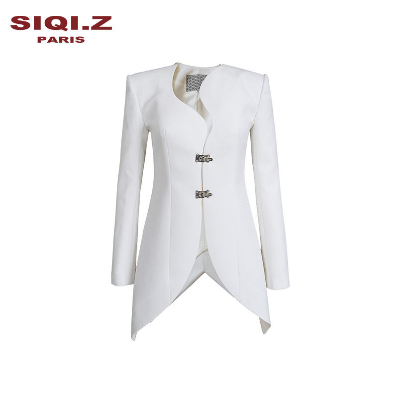 SIQI.Z设计师款白色不规则西装外套 AW22BLA23