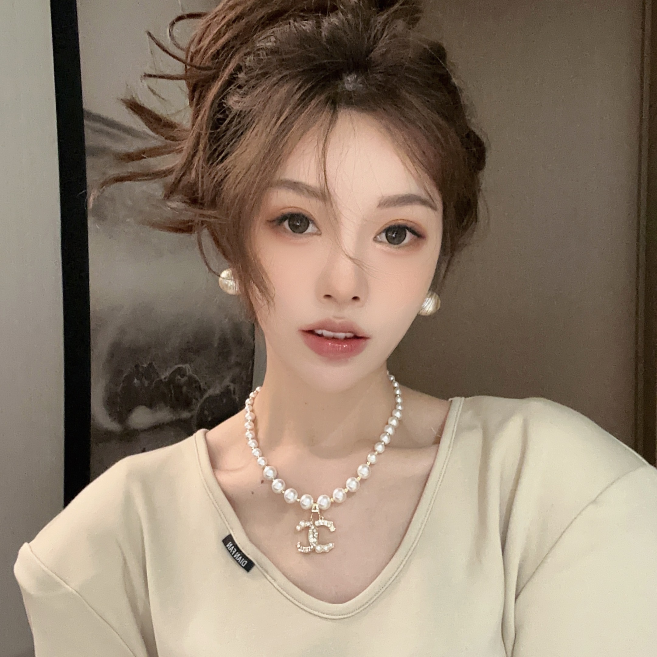 德芬妲 铜合金仿珍珠耳饰 925银针时尚气质百搭耳钉耳环轻奢复古