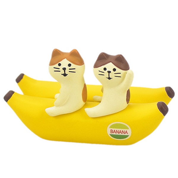 香蕉船猫猫-zakka日式猫名片夹微观创意车载桌面摆件树脂可爱礼物