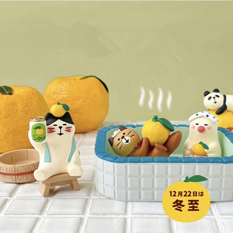 冬至柚子澡堂zakka日式猫泡澡可爱猫咪桌面摆件可爱少女小礼物
