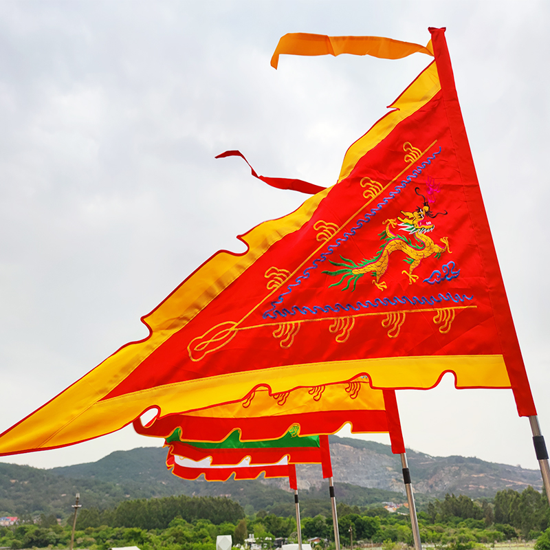 刺绣五色龙旗五方旗三角旗双面五龙令旗仙堂五营旗