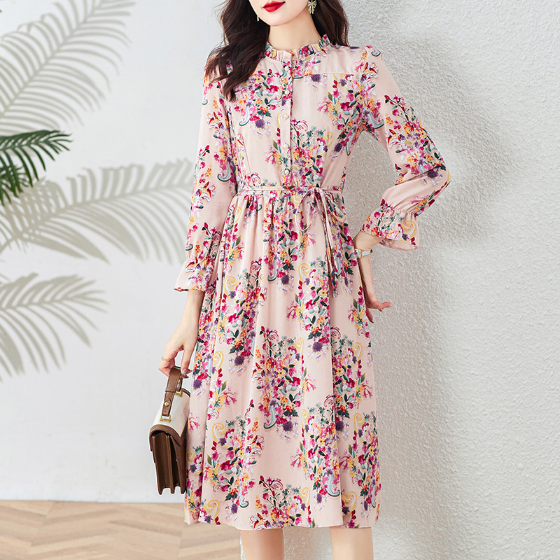 连衣裙女中长款气质显瘦2025新款时尚洋气收腰裙子J2309