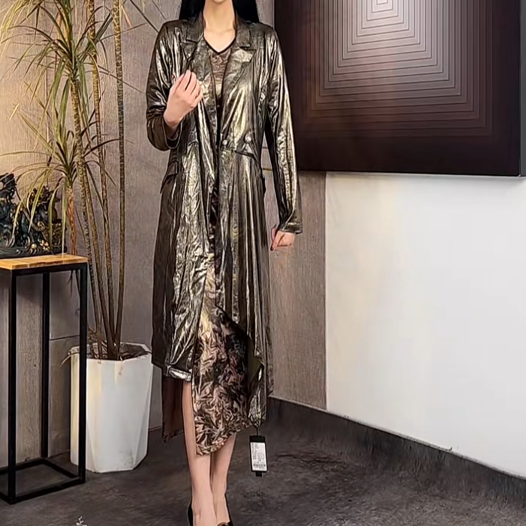 AIDUEIS-1293时尚设计个性不规则西装领双纽扣外套高端气质水墨