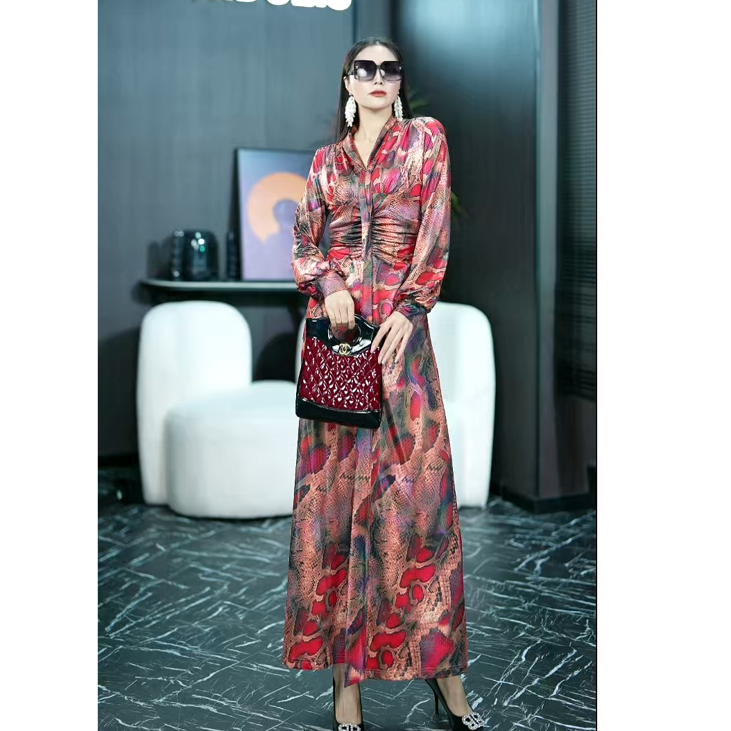 AIdueis时尚秋季显瘦气质橘红色修身长袖中337