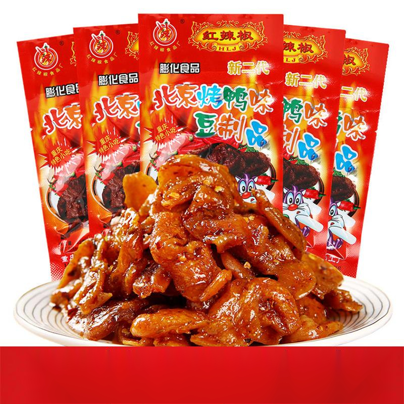 正宗北京烤鸭辣条零食红辣椒后怀旧食品麻辣休闲美食素食豆制葱1g