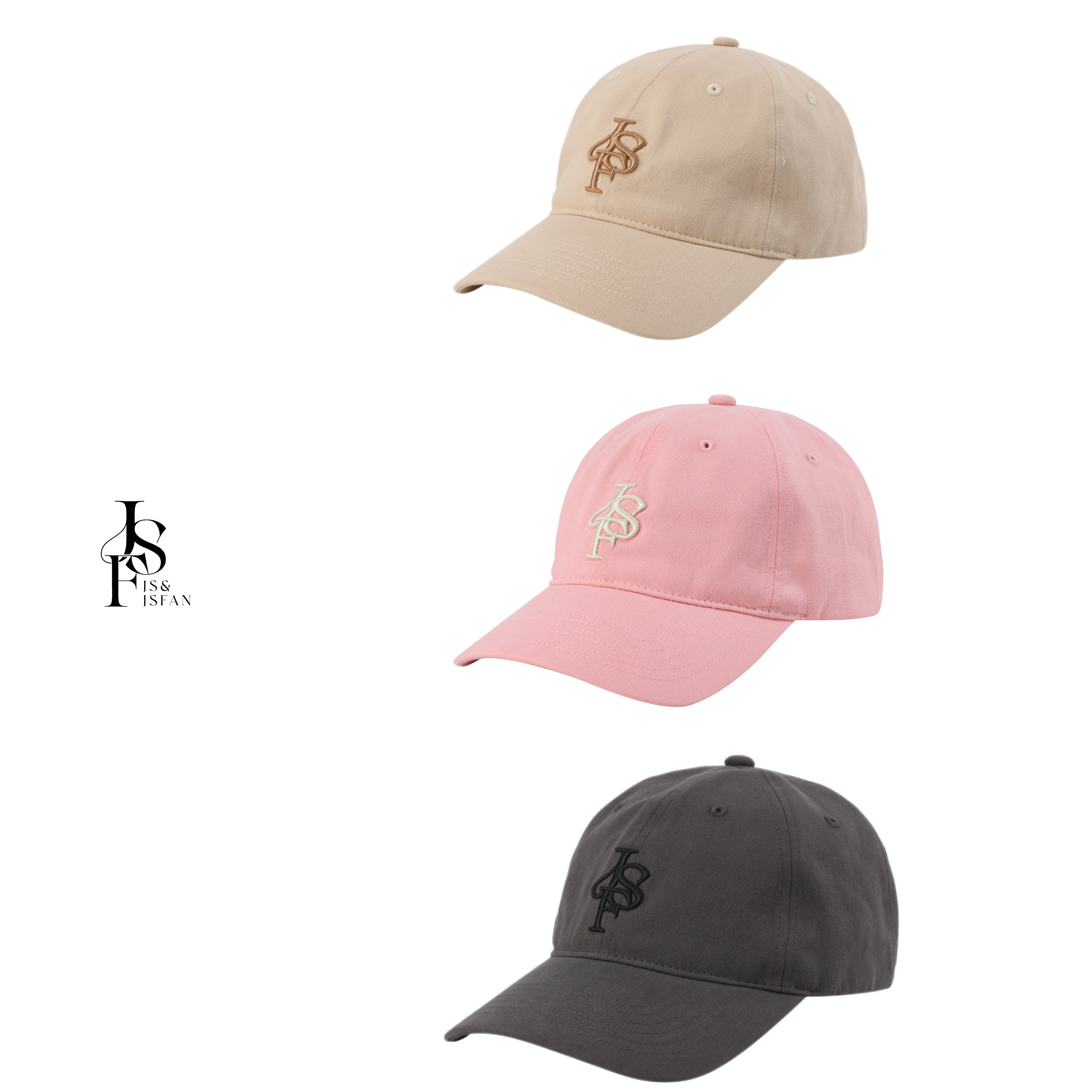 JS&JSFAN男女情侣棒球帽遮阳刺绣帽子运动休闲时尚软顶鸭舌帽韩版