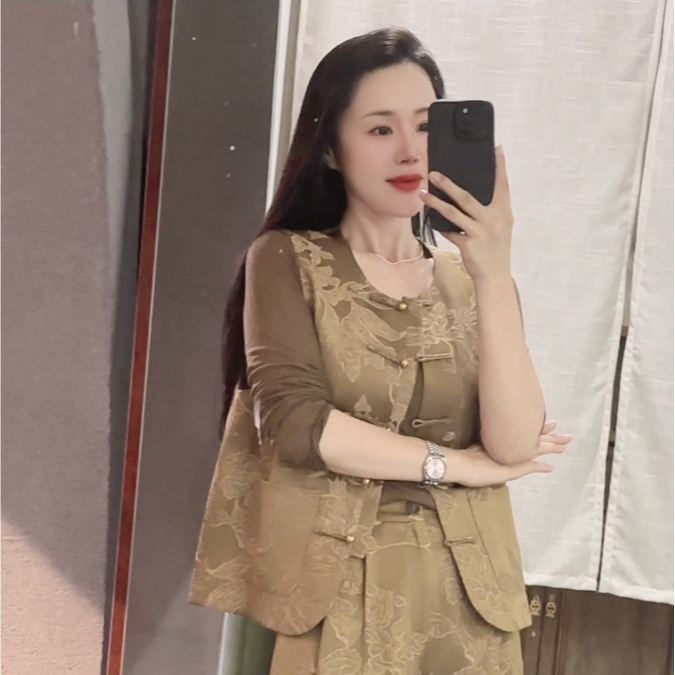 团圆  芳华设计新中式复古提花马甲国风秋款圆领马甲