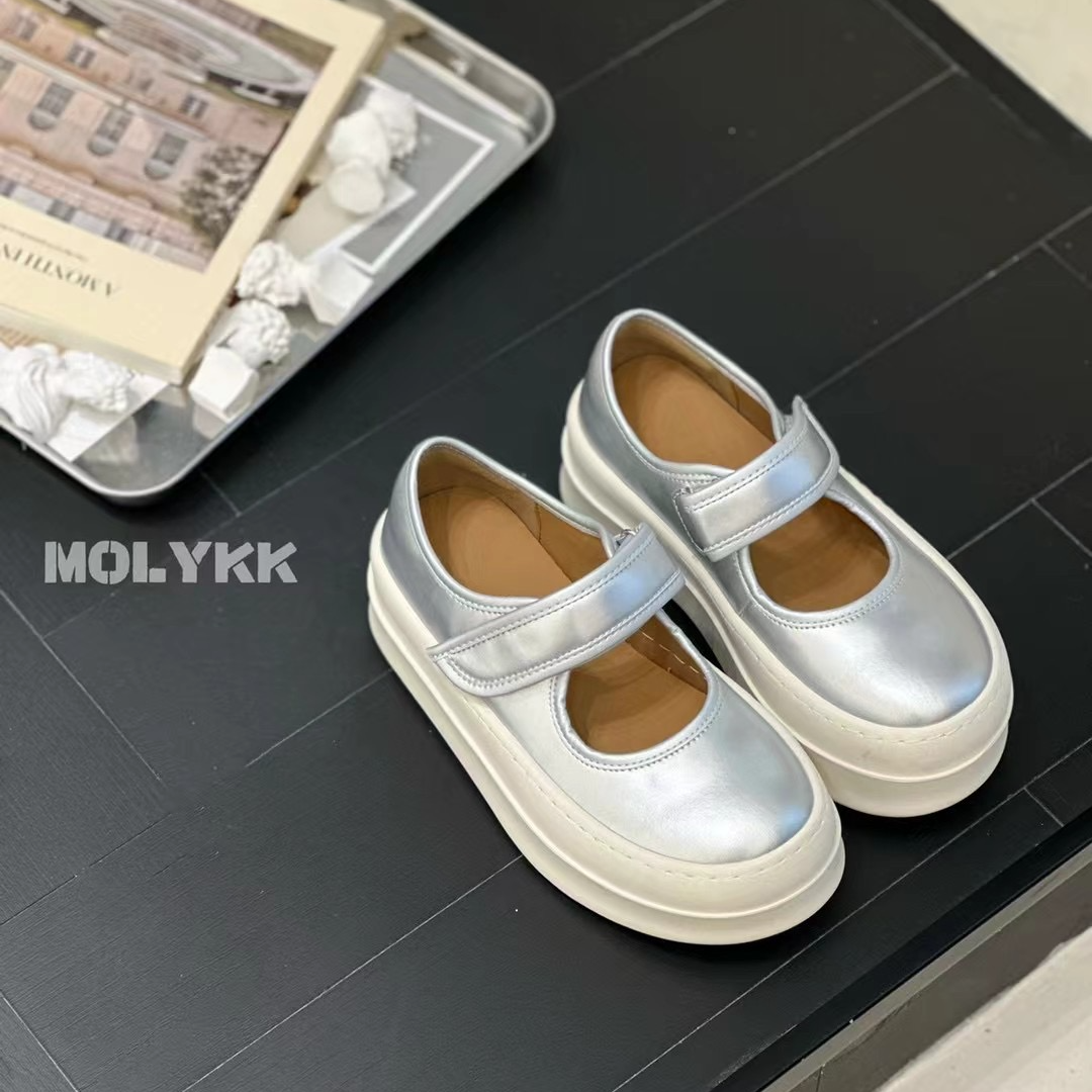 BVBV玛丽珍魔术贴小皮鞋2024春季新款百搭舒适真皮厚底大头凉鞋女