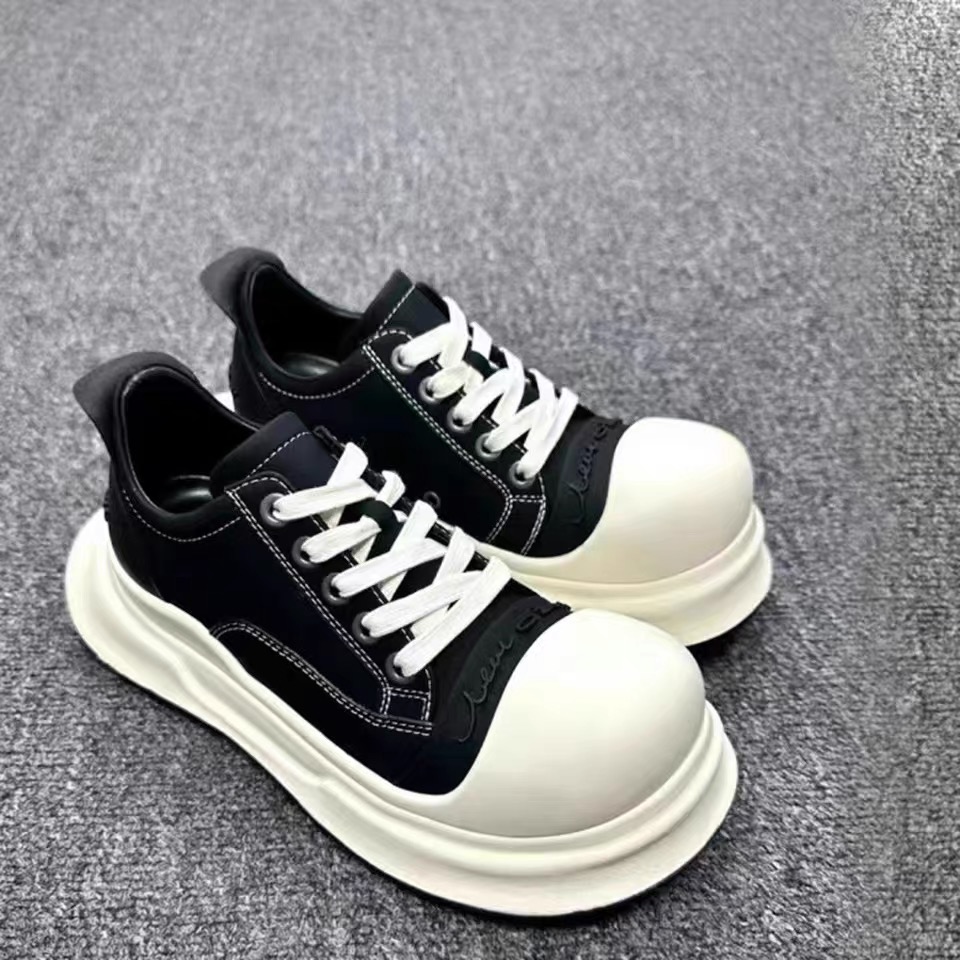 真皮米奇大头鞋女百搭新款美式复古休闲厚底增高潮流鞋真皮面包鞋