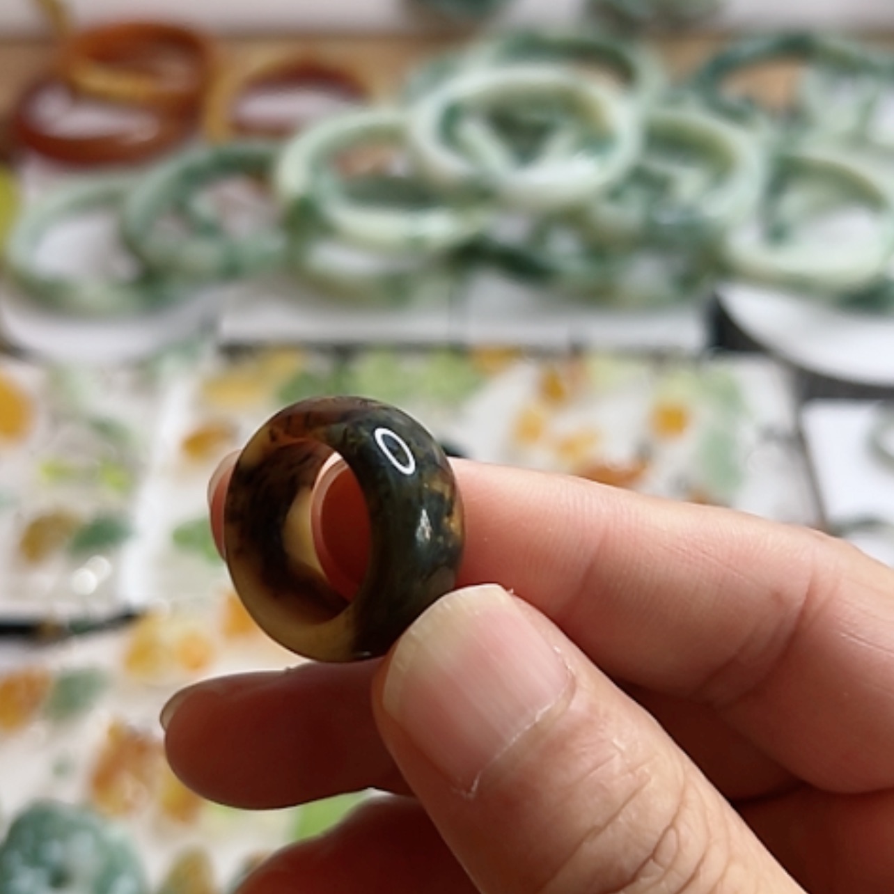 【闪购商品】蛇纹石玉戒圈合金