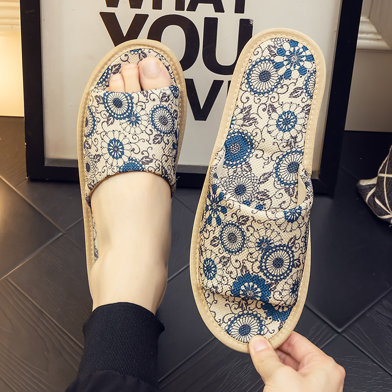 夏季家用中式布艺拖鞋男女居家室内防滑印花家居四季民族风凉拖鞋