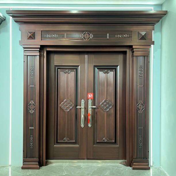别墅大门双门57号钛镁合金材质大门复古意向卡精雕