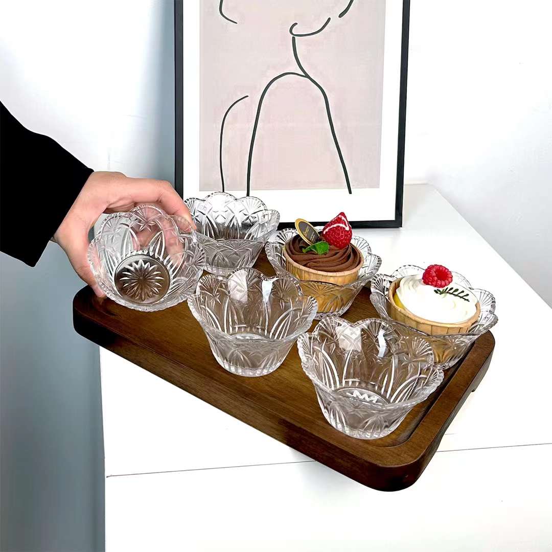 【6只装】都柏林欧式水晶玻璃碗碟浮雕花纹透明蘸料碟小吃碟蘸料碗