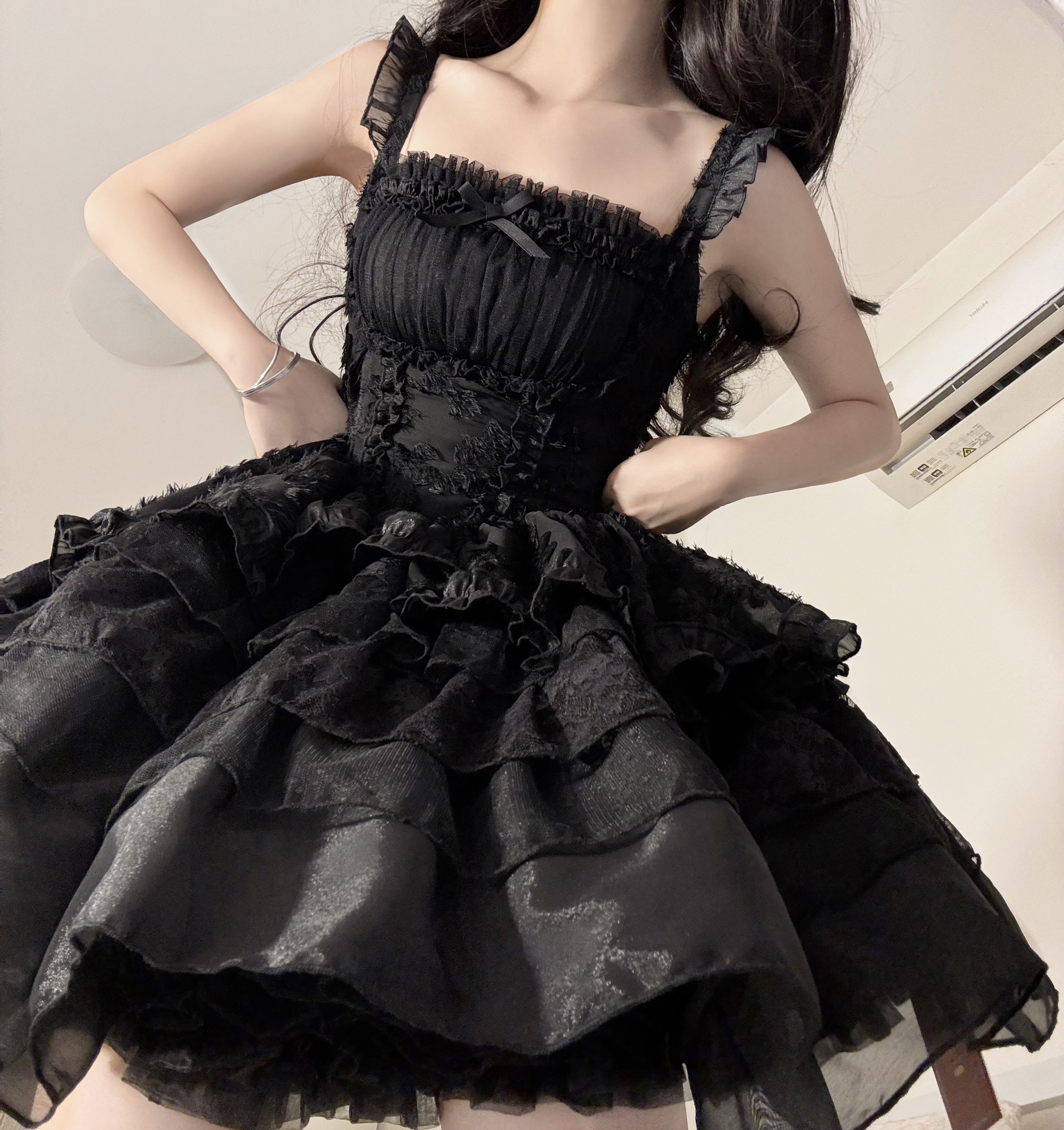 【黑天鹅Lolita】黑色芭蕾风连衣裙Lolita小洋装蕾丝气质