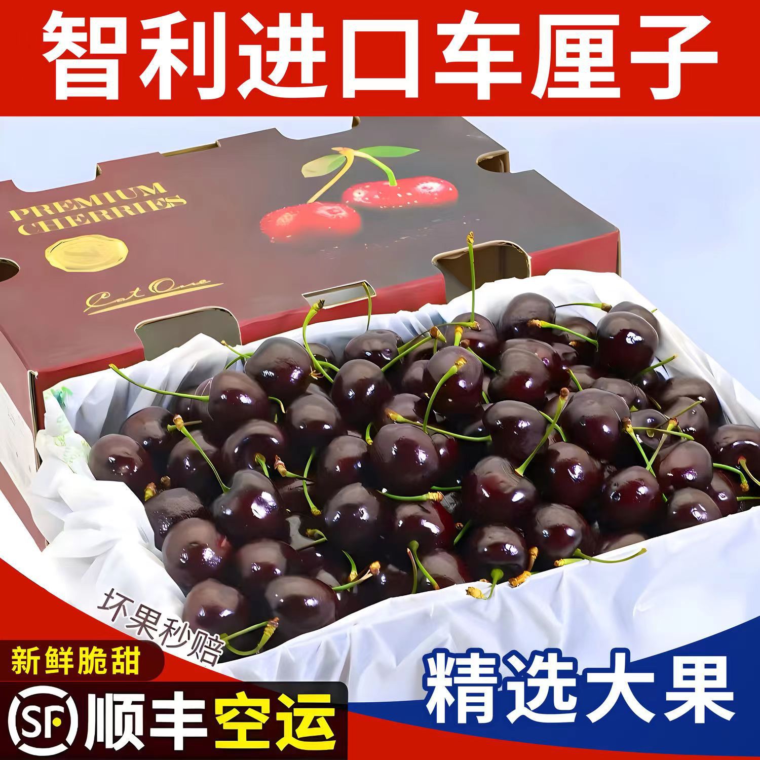 【粉丝专属】智利进口桑提娜车厘子2斤2J孕妇新鲜樱桃多汁售后无忧