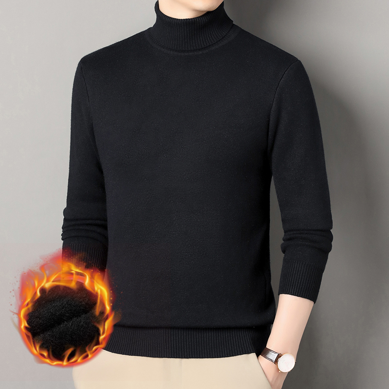 卡保尼冬季男士新款长袖高领加绒加厚时尚百搭纯色打底衫6600