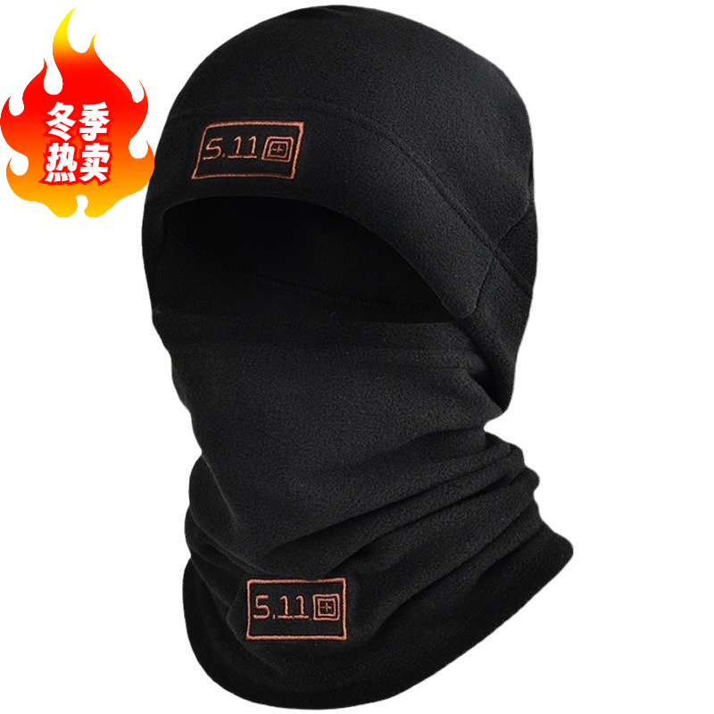 现货秋冬抓绒帽运动防寒摇粒绒脖套户外骑行面罩保暖防寒围脖套装
