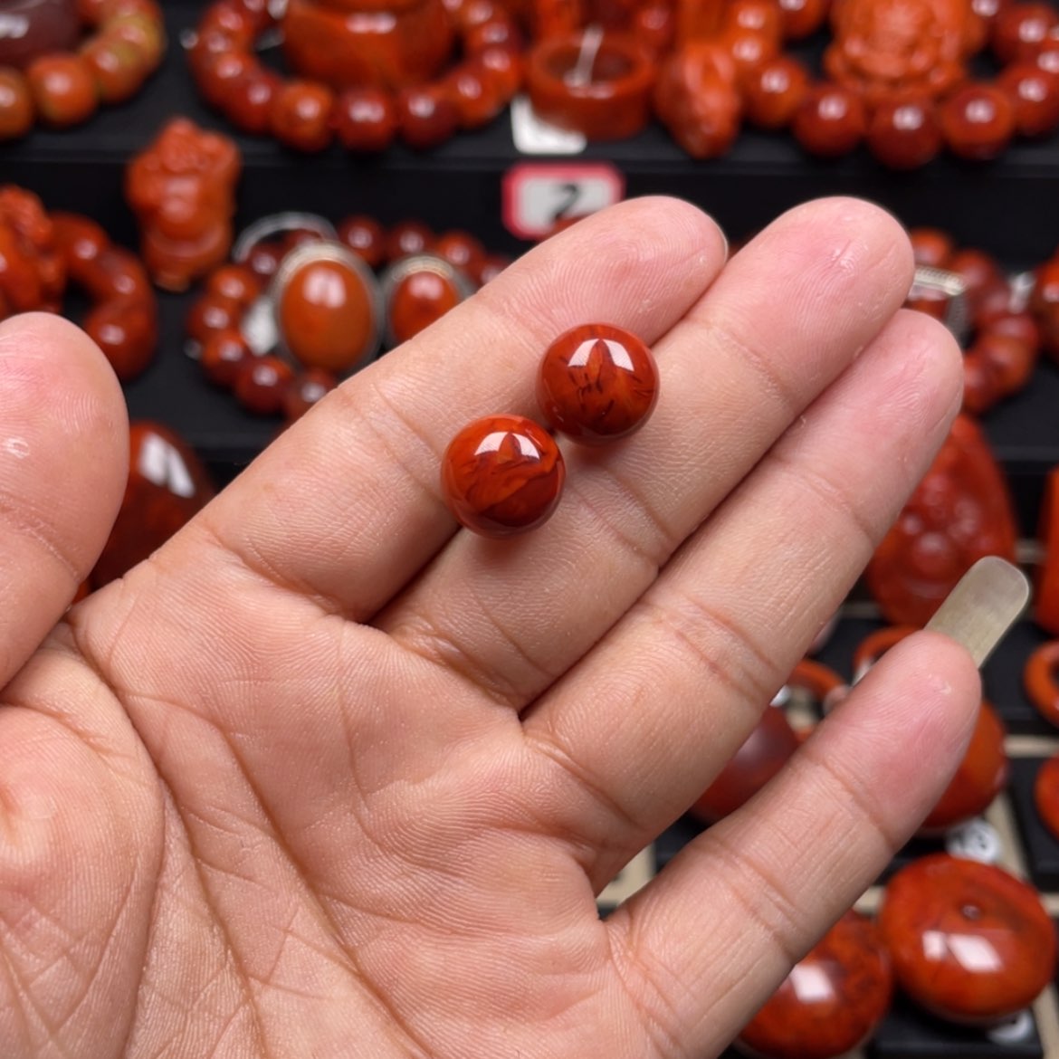 【闪购商品】南红玛瑙珠宝奇石18K金镶嵌讲****师耳钉