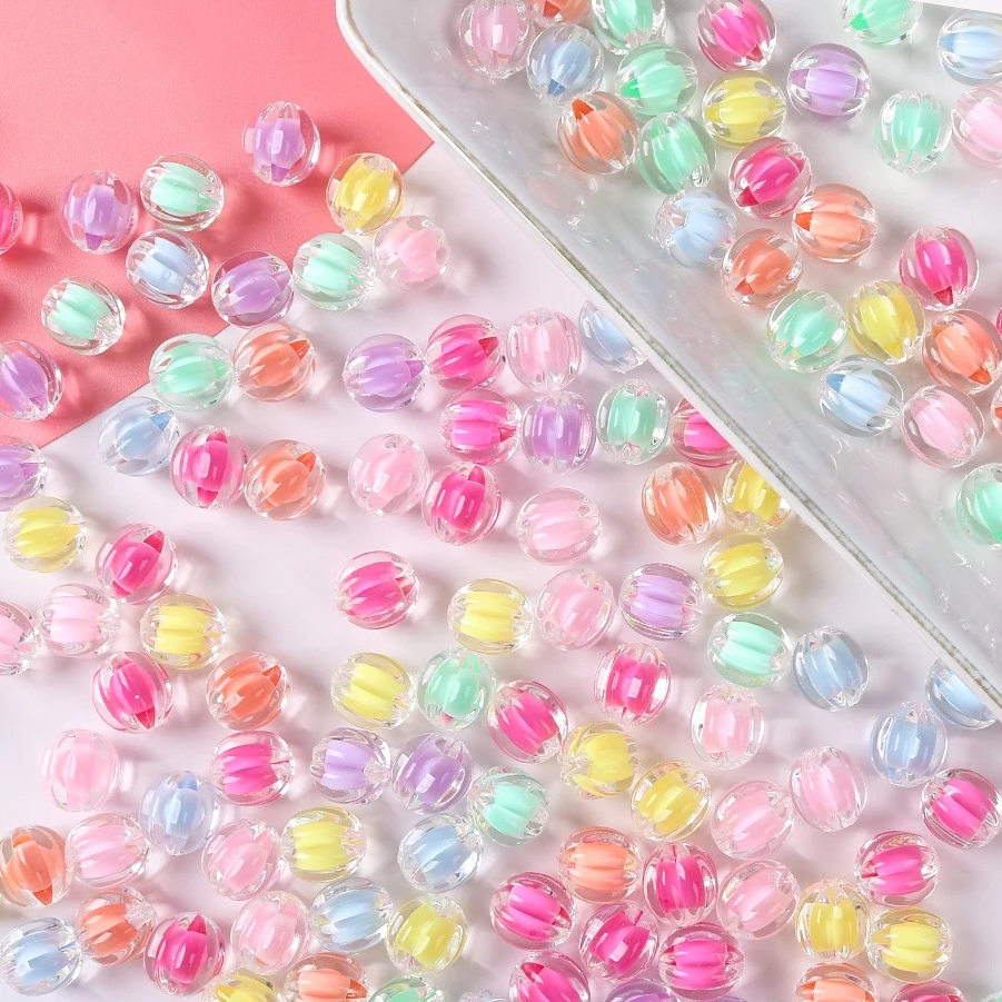 【幸福】12mm南瓜珠穿孔珠中珠diy手工串珠DIY饰品亚克力内珠