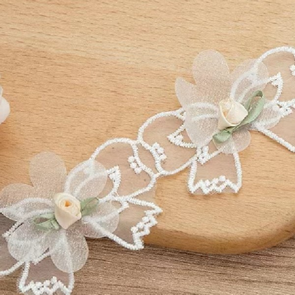 【幸福】蝴蝶花边辅料手工粘贴小玫瑰花蕾丝刺绣花边