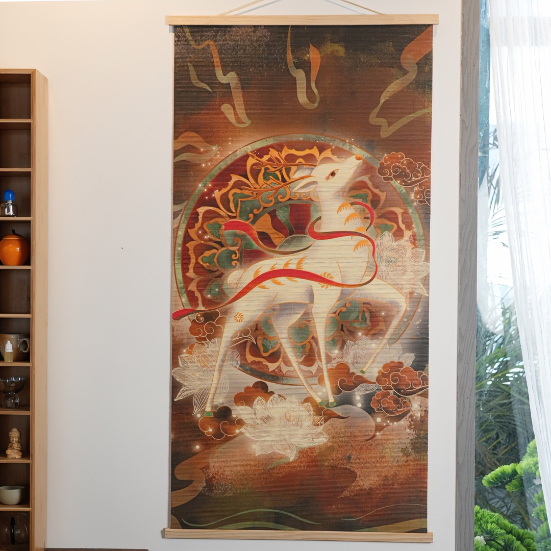 【七彩鹿 】竹丝挂画竹丝画竹编客厅玄关装饰画